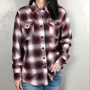 Dixxon Flannel Womens The Eagle D-Tech Long Sleeve Button Down Red Black Small